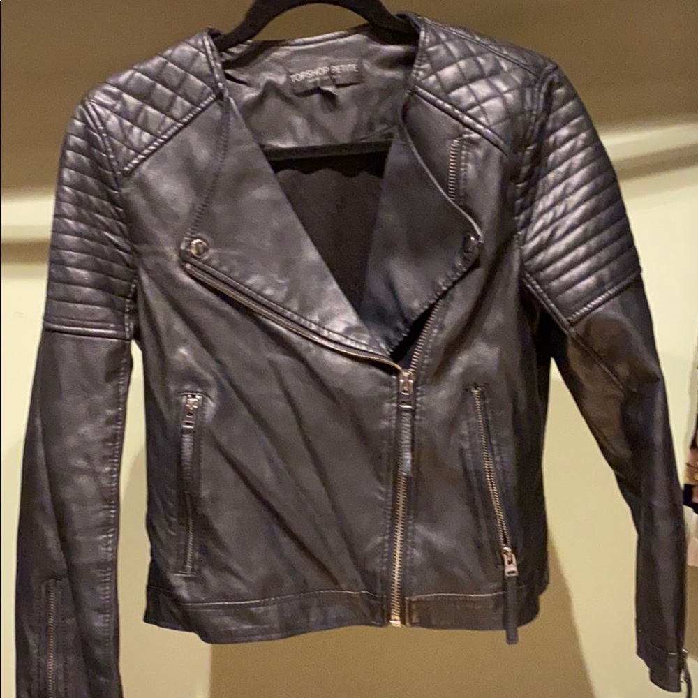 Faux leather motorcycle jacket